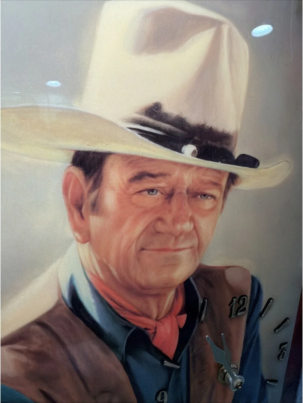 Vintage John Wayne Picture Clock Wall Clock Western Cowboy Working 11x14